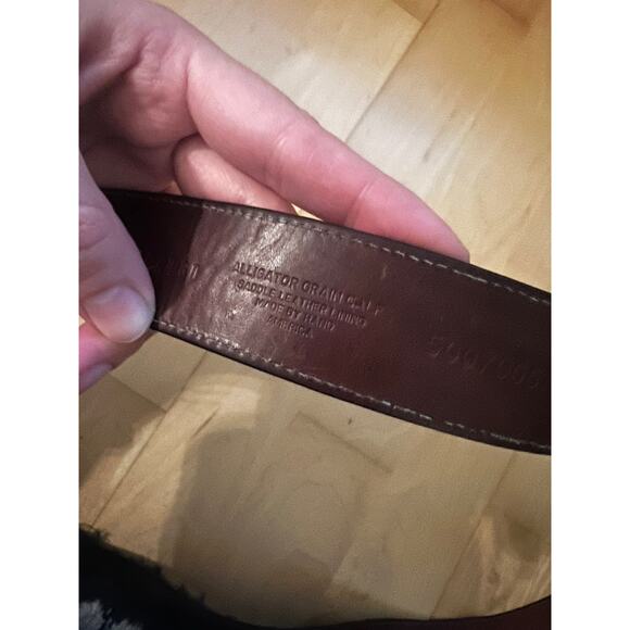 MARTIN DINGMAN Black Alligator Grain Calf Saddle Leather Belt Silver Buckle 38 - Picture 6 of 6